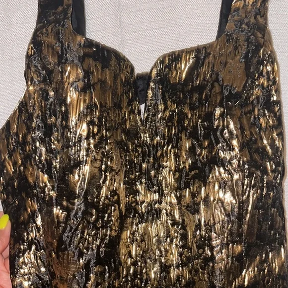 🖤SOLD💛Eloquii Gold and Black Brocade Mini Belted Dress/Jacket - Picture 2 of 11